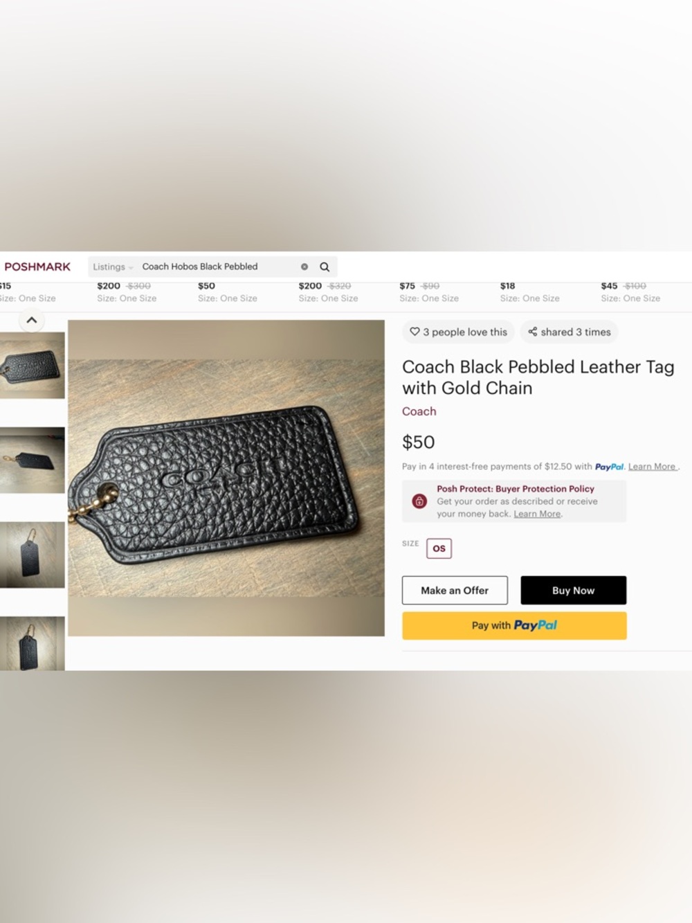 Coach Brown Embossed Leather Bag Tag - Picture 7 of 7